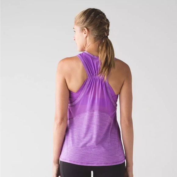 LULULEMON WORK THE CIRCUIT TANK HEATHERED MOONLIT MAGENTA SIZE 2 - Picture 2 of 8